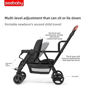 2 bambini con cintura di sicurezza a cinque punti possono sedersi e sdraiarsi <span class=keywords><strong>passeggino</strong></span> pieghevole per neonati - Product Image 4