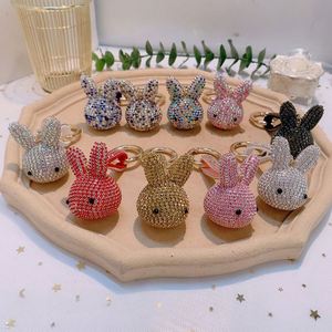 Creative Full Diamond Keychain Rabbit Keychain Attached Diamond Jewelry Fashion Car <b>Key</b> <b>Ring</b> Chain Ladies Gift - Product Image 5