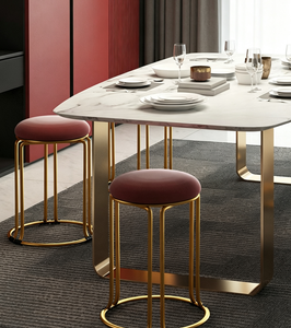 Chaise de salle à manger moderne en métal, tabouret rembourré, siège rond, chaise de bar empilable pour la maison, l'hôtel, la salle à manger - Product Image 4