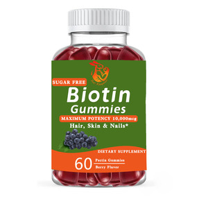 High Potency Skin Care Beauty Supplement Improve Skin Hydration Help Thick Hair <b>Biotin</b> <b>Gummies</b> with Sodium - Product Image 1