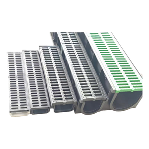 Homedin ระบบระบายน้ำพลาสติก HDPE รูปตัว U ระบบระบายน้ำโพลีเมอร์คอนกรีตสีดำขนาด1000มม. พร้อมฝาปิด - Product Image 1