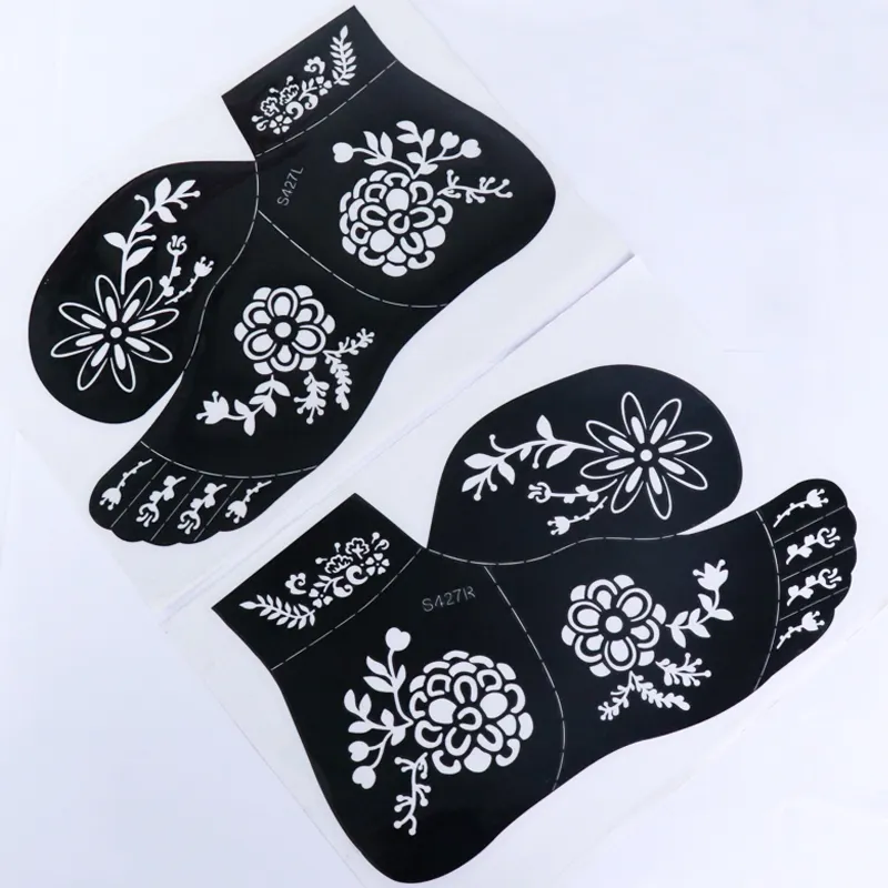 Atacado Personalizado Reutilizável Mehndi Mão Henna Tatuagem Stencil Sticker Índia Árabe Paquistão