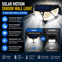 Lampe solaire murale LED à détecteur de mouvement 3 modes, étanche IP65, rechargeable, pour jardin et extérieur