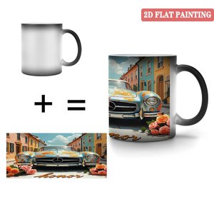 Taza Blanca de Cerámica de 11 oz, Taza que Cambia de Color con el Calor, con Diseño de Arte para Automóviles - Product Image 4