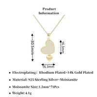 Collier Pendentif Cœur Romantique en Argent S925 Italie, Finition Brossée, Luxe Léger, Moissanite pour Femme