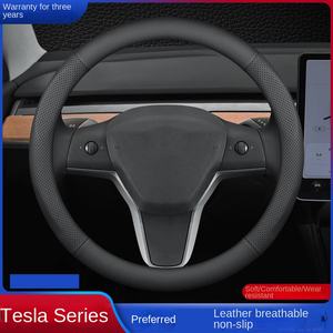 Housse <span class=keywords><strong>de</strong></span> <span class=keywords><strong>volant</strong></span> en cuir toutes saisons pour Tesla Model 3 Model S Model X avec poignée - Product Image 3