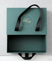 Boîte à tiroir de luxe personnalisée pour emballage de bijoux (colliers) avec insert en EVA, ruban de tirage, logo en relief, boîte cadeau haut de gamme écologique