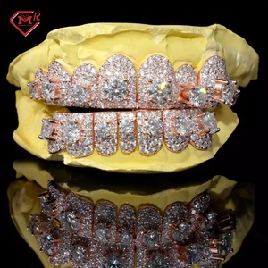 <span class=keywords><strong>Grillz</strong></span> Personalizzati con Moissanite, Denti con Grandi Pietre, Argento Sterling 925, VVS Iced Out, Stile Hip-Hop con Diamanti Moissanite - Product Image 2