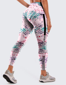 Leggings Yoga <span class=keywords><strong>a</strong></span> Vita Alta con Stampa Foresta Pluviale e Strisce Laterali, Pantaloni Elasticizzati per Corsa e Fitness, Abbigliamento Sportivo alla Moda per Donne - Product Image 1