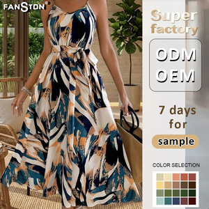 Nuevo Vestido Maxi Estampado Halter para Mujer 2026 - Elegante Vestido de Verano sin Mangas con Cuello Atado, <span class=keywords><strong>Falda</strong></span> <span class=keywords><strong>Larga</strong></span> Sofisticada con Cintura Ajustada - Product Image 2