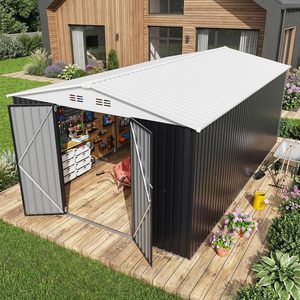 Abri de jardin extérieur 10x16, abri de jardin avec structure de cadre améliorée et portes verrouillables, abris à outils en métal pour jardin arrière-cour - Product Image 1