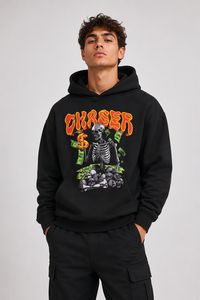 <span class=keywords><strong>Felpa</strong></span> <span class=keywords><strong>con</strong></span> Cappuccio Oversize <span class=keywords><strong>Nera</strong></span> da Uomo <span class=keywords><strong>con</strong></span> Stampa Grafica <span class=keywords><strong>Scheletro</strong></span> e Banconote Dorate sul Retro, Stile Hip Hop Streetwear - Product Image 4