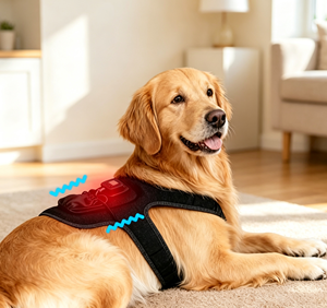 Appareil de thérapie par vibration et lumière infrarouge pour animaux de compagnie, chiens et chats, pour la récupération des articulations et des muscles, avec lunettes de protection - Product Image 1