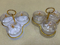 Nouveau produit, poignée multifonctionnelle pour pâtisserie aux fruits, transparente, blanc laiteux, ronde, estampage à chaud, couleurs mélangées, trois compartiments pour mariage