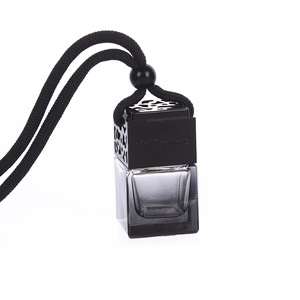 8ML Square Transparent Black Car Perfume <b>Diffuser</b> <b>Bottle</b> With Black Metal Screw Cap - Product Image 2