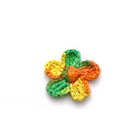 Appliques de fleurs en raphia faites à la main, multicolores, tissées, à 5 pétales, pour projets d'artisanat DIY