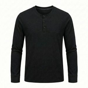 T-shirt Henley da uomo a maniche lunghe in cotone, casual, personalizzabile, <span class=keywords><strong>di</strong></span> alta qualità, stile Old Money, alla moda - Product Image 5