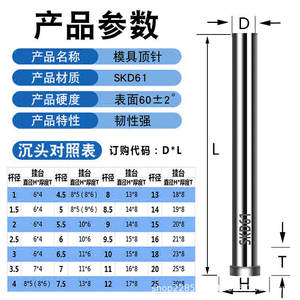 Accessoires pour machine de moulage par injection CNC automobile : Manchon de broche d'éjection trempé SKD61, broche d'insertion de support de tige d'éjection plate - Product Image 1