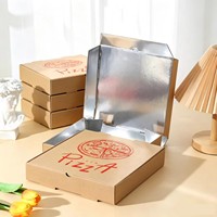 Boîtes à pizza en papier kraft ondulé doublées de papier aluminium, tailles 7-12 pouces, emballages alimentaires jetables, cartons à emporter - directement de l'usine