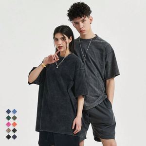 High Quality Plain Black Custom Cotton Streetwear Acid Wash T Shirt Heavyweight Screen Print Oversized Men'S T-Shirts for Men - Product Image 2