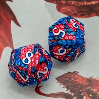 Pour Udixi Logo personnalisé RPG métal donjons et dragons jeu de dés Style polyédrique creux avec échelle de dragon rouge et bleu-personnalisable