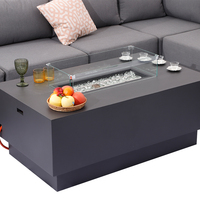 MIA Ensemble de mobilier de jardin de luxe pour l'extérieur, canapé en forme de L avec table foyer intégrée