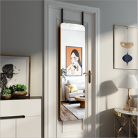 Miroir sur pied pleine longueur, cadre doré champagne à coins arrondis, avec sangle réglable, moderne, pour accrocher à la porte, vente en gros