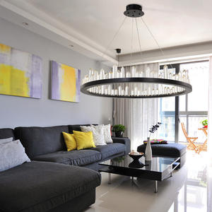 Lampes suspendues de plafond sur l'île de cuisine moderne or noir Led anneau cercle cristal lustre lumière - Product Image 4