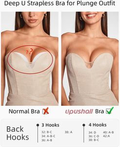 Soutiens-<span class=keywords><strong>gorge</strong></span> push-up <span class=keywords><strong>sans</strong></span> <span class=keywords><strong>bretelles</strong></span> pour femmes, rembourrés, décolleté <span class=keywords><strong>plongeant</strong></span> en U, halter, antidérapants, <span class=keywords><strong>sans</strong></span> coutures - Product Image 4