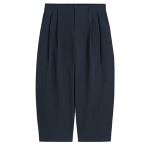 Pantaloni larghi da uomo Casual in cotone in saia a pieghe pantaloni larghi con chiusura a cerniera a vita media con chiusura a cerniera rilassata a botte - Product Image 1