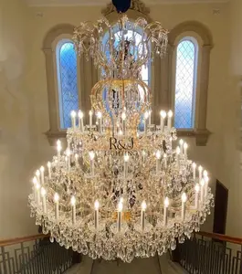 Diam 2m de Large or argent bougie mariage Center pendentif Banquet Hall grande Maria Theresa lustre en cristal