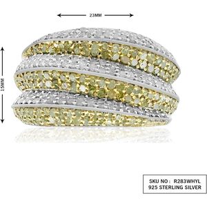 Anillo de Plata 925 con Diamante Redondo Blanco Amarillo Natural, para Uso Diario, Unisex - Product Image 2