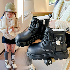 Chaussures d'hiver pour enfants, bottines chaudes doublées de polaire pour filles, bottes mignonnes à semelle en caoutchouc avec <span class=keywords><strong>strass</strong></span> et lapin, bottes à la mode pour enfants - Product Image 3