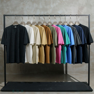 T-shirt Jicai en coton de qualité supérieure, délavé à l'acide, 285G, coupe oversize, style rétro, effet délavé minéral, t-shirt vintage ample et lourd - Product Image 1