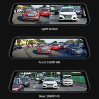 Kamera Dasbor Nirkabel 10" 4K Dual Dashcam Kaca Spion 4K dengan Fungsi CarPlay Android Auto Perekam Video dengan WIFI Touch