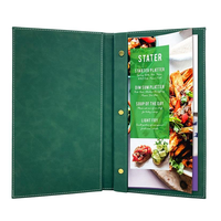 Porte-menu en cuir PU Crazy Horse vert personnalisé avec logo, format A4 A5 (8,5*14 pouces), pour restaurants et hôtels