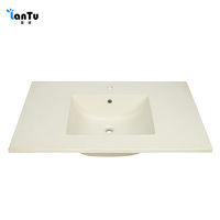 Lavabo rectangulaire en pierre de quartz blanc moderne, poli, conçu spécifiquement pour les salles de bains et les toilettes