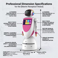 Robot de Bienvenida Profesional para Centros de Servicio Público con Navegación SLAM, Asistente de IA, Nueva Batería de 30000mAh y 12 Horas de Autonomía