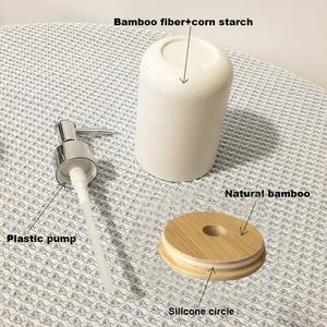 Tête de pompe en fibre de bambou Lotion désinfectant Gel douche bouteille distributeur de savon à main organisateur pour salle de bain - Product Image 6