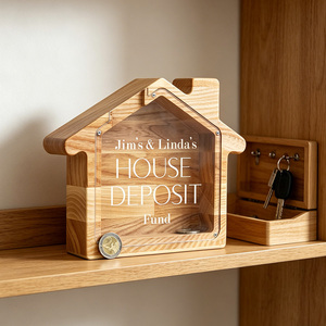 Tirelire personnalisée en forme de maison pour adultes, boîte à monnaie artisanale, tirelire à thème festif, cadeau personnalisé pour agent immobilier - Product Image 5