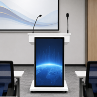 Podio Multimedia Personalizable con Pantalla Frontal de 43 Pulgadas, Atril Digital con Pantalla Táctil Opcional, Uso en Interiores, Altura Motorizada