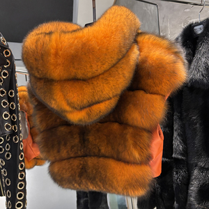 <span class=keywords><strong>Veste</strong></span> en fourrure de renard naturelle à capuche, <span class=keywords><strong>gilet</strong></span> court en fourrure de renard, manteau sans manches en vraie fourrure de renard pour <span class=keywords><strong>femme</strong></span> - Product Image 3