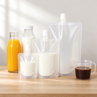 Pochette transparente à bec verseur pour liquides, en plastique, avec bouchon blanc, pour jus, sauces, shampoings – Vente en gros