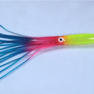 TRY&V Leurre souple en PVC multicolore style pieuvre pour expéditions nordiques 30 cm / 39 g, appât artificiel style calmar à double yeux et corps creux - Product Image 2