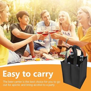 Wholesale Custom logo 4-bottle Wine <b>Tote</b> <b>Bag</b> Reusable Non-woven Wine Bottle <b>Tote</b> <b>Bag</b> Suitable for Camping and Picnicking - Product Image 4