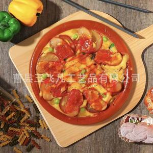 Bandeja para Pizza de Madera Maciza de 42 cm con Asa, Tabla de Cortar para Cocina, Bandeja para Servir - Product Image 3