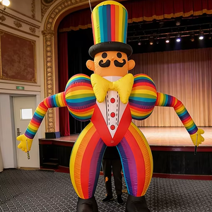 Décoration gonflable géante pour Halloween, figurines de clown rouges gonflables avec lumières LED intégrées - Product Image 1