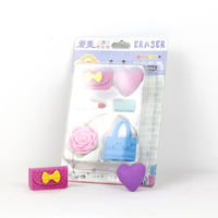 Soododo drôle nouveaux produits de Promotion 3D Puzzle en forme d'école enfants gomme coeur paquet rouge à lèvres fleur gomme
