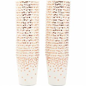 Lot de 50 gobelets en papier à double paroi de 9 oz, couleur or rose, avec confettis, pour vin, whisky, boissons gazeuses et fêtes – Vente directe usine - Product Image 3