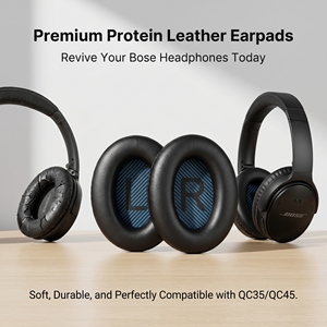 Coussinets d'oreille en cuir pour casques <span class=keywords><strong>Bose</strong></span> QuietComfort QC35 II, QC35, QC45 – Coussinets de remplacement professionnels pour écouteurs - Product Image 2